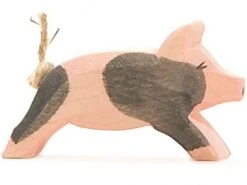 Ostheimer Ferkel Gefleckt Laufend Holzfigur